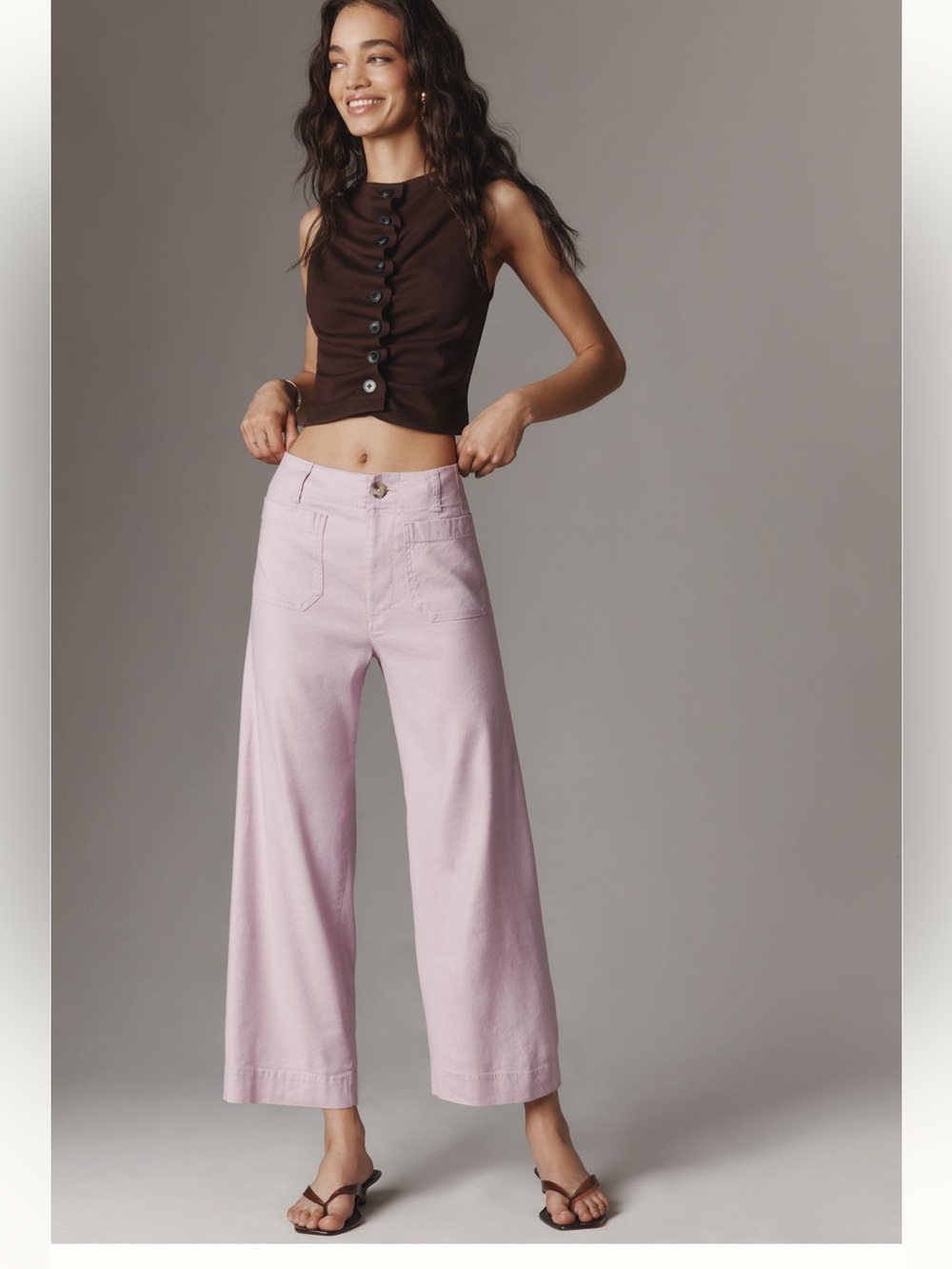 Anthropologie’s Maeve The Colette Soft Pink Wide-Leg Cropped Pants